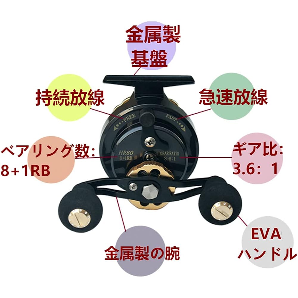 Chinu reel Luckykuma Stone sea bream reel Raft reel Skein fishing Drop-in Left/Right winding 3.6:1 gear ratio 8+1RB Maximum drag force 5kg Ice fishing Rock fishing Front hit Sea resistant water corrosion-free Rust-free Luxury lightweight