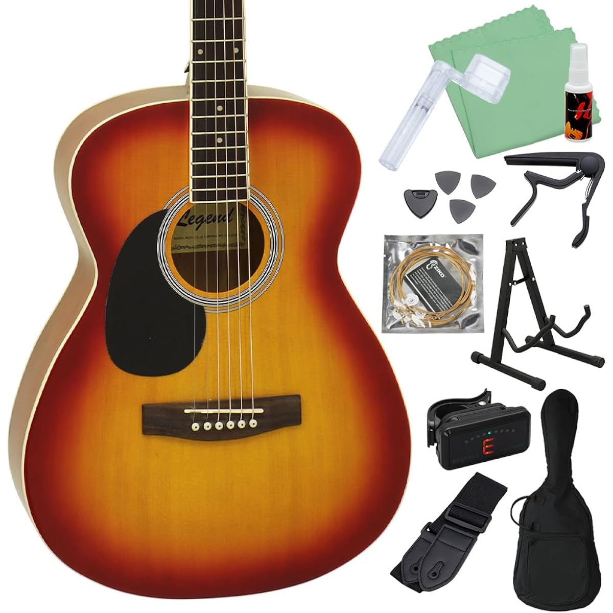 LEGEND FG-15 LH CS Acoustic Guitar Beginner 12-piece Set Left Handed Legend