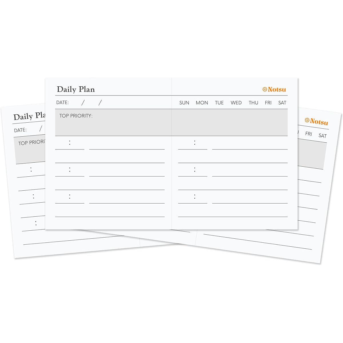 Notsu Daily Plan Scored Notecards (Pack of 50) | Thoughtfully designed double-sided cards for personal and professional organizations