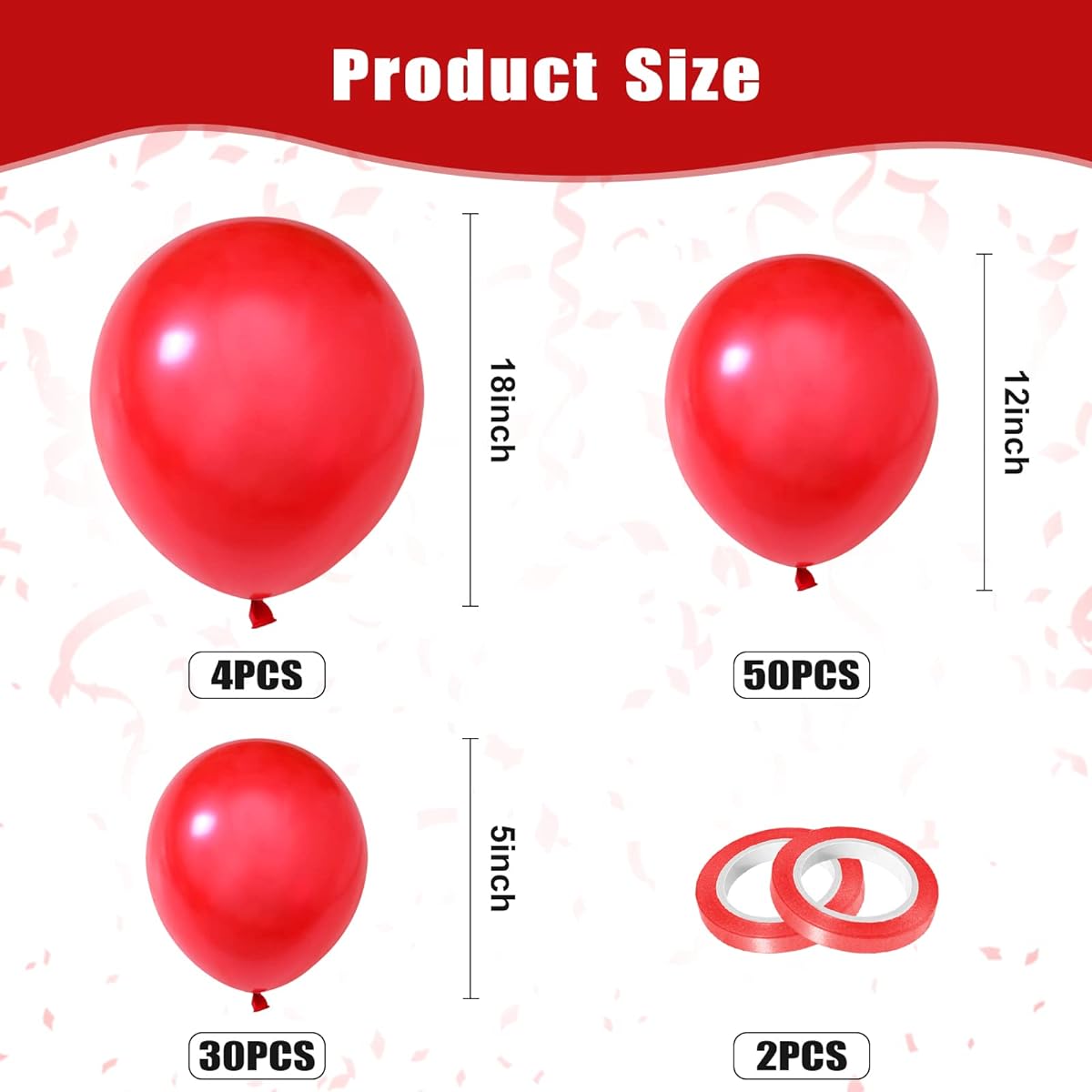 84 Red Balloons Red Balloon Garland Arch Kit 5"+12"+18"