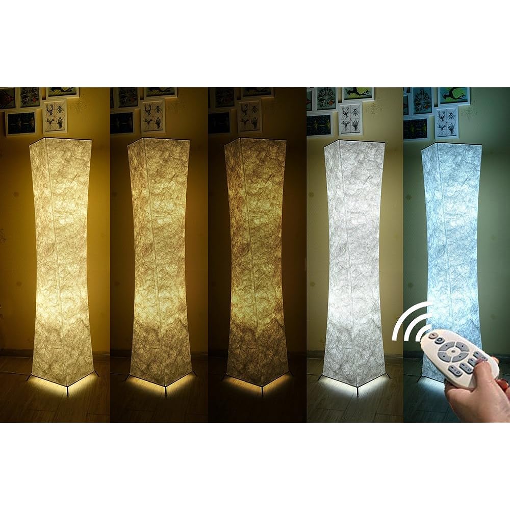 LEONC creative floor light, floor lamp, floor stand, illumination, indirect lighting, light & color changing RGB bulb (9W/2), seven color conversion, wireless remote control, automatic timer, bedroom, drawing room, interior, 26 x 132 cm (General height)