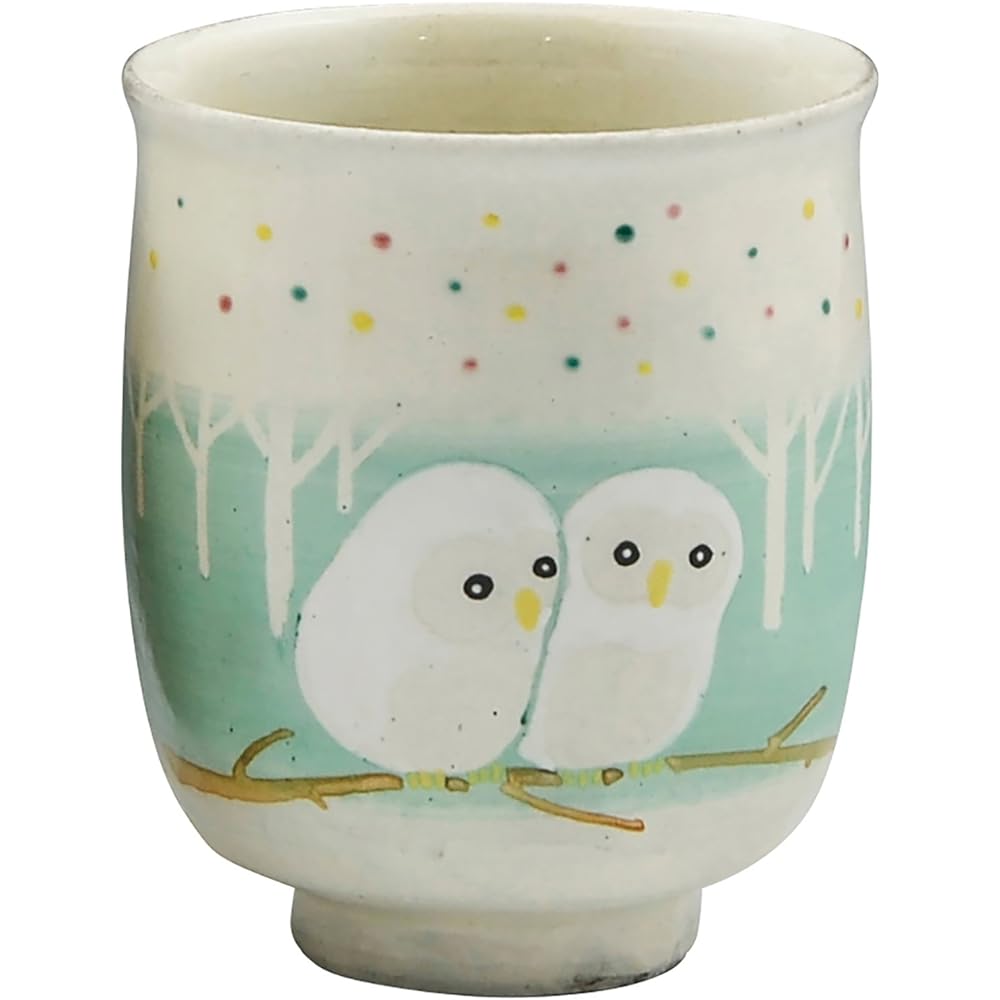 Kyoto ware Kiyomizu ware Kagetsu kiln set teacup white owl UHH973