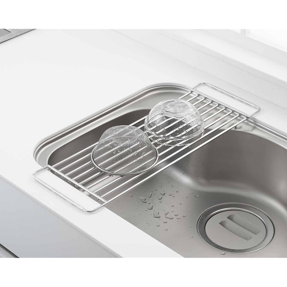 Yoshikawa Drainer Drainer Rack, Cooking, Sturdy, Width 19.2 x Depth 57 x Height 1.3 cm, Made in Japan, Sink Side Support Rack for Cooking Space, Hi! Series 2869146
