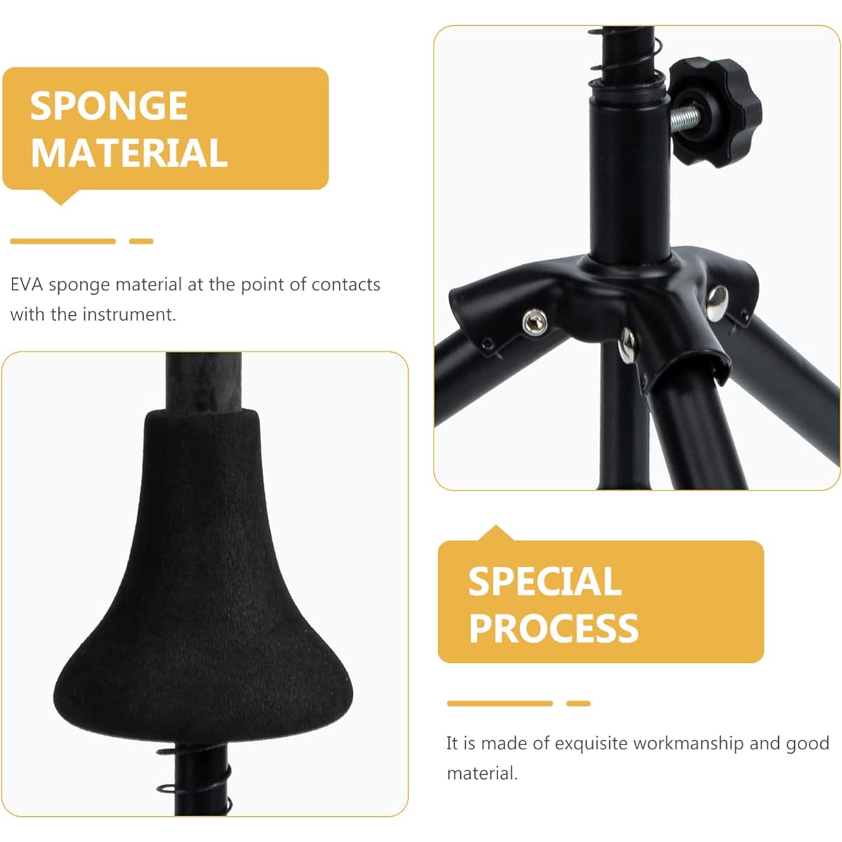 Mikinona Clarinet Instruments Iron Flugelhorn Display Foldable Storage Tripod Professional Musical Instrument Portable Trumpet Trumpet Prop Brass Stand Foldable Display Holder for Horn