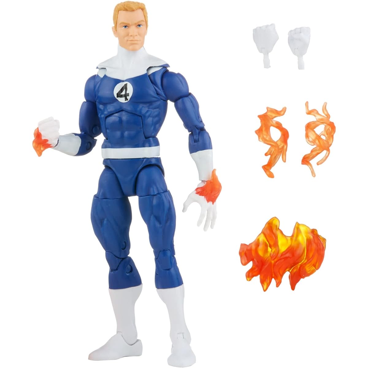 Marvel Hasbro Legends Series Fantastic Four Retro Human Torch 6-Inch Action Figure Toy with 5 Accessories