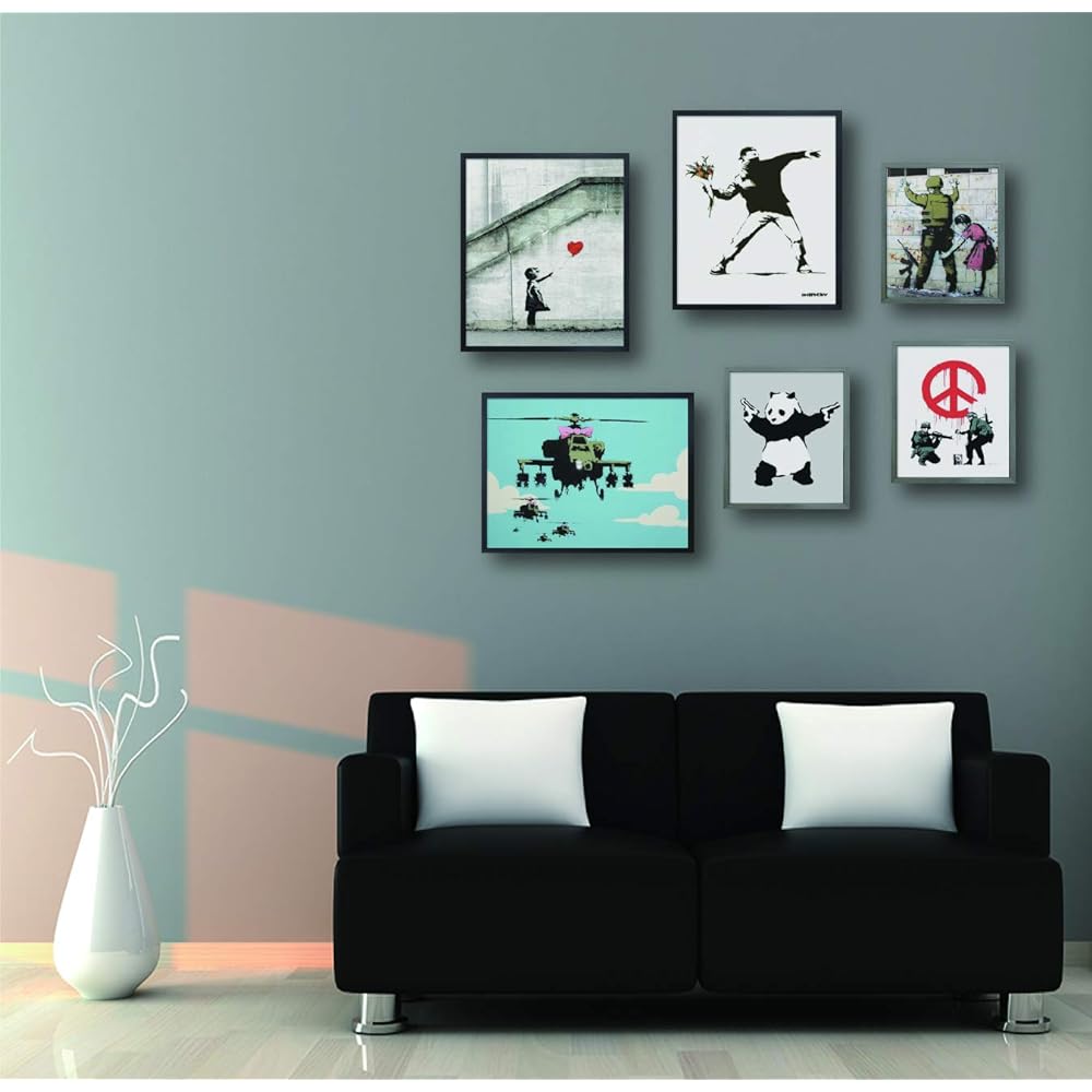 Bikosha Art Frame Gray 14x11inch Banksy Panda with Guns IBA-61754