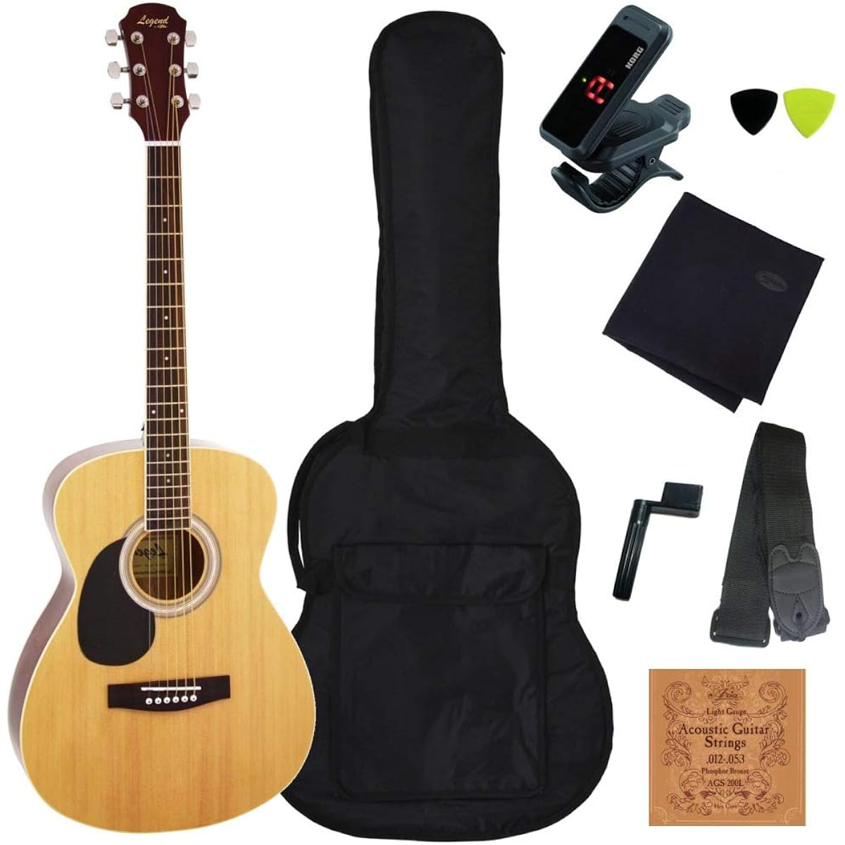 [Standard 8-piece set] Legend FG-15 LH Left Hand Legend by Aria ProII Folk Guitar Beginner Set/N