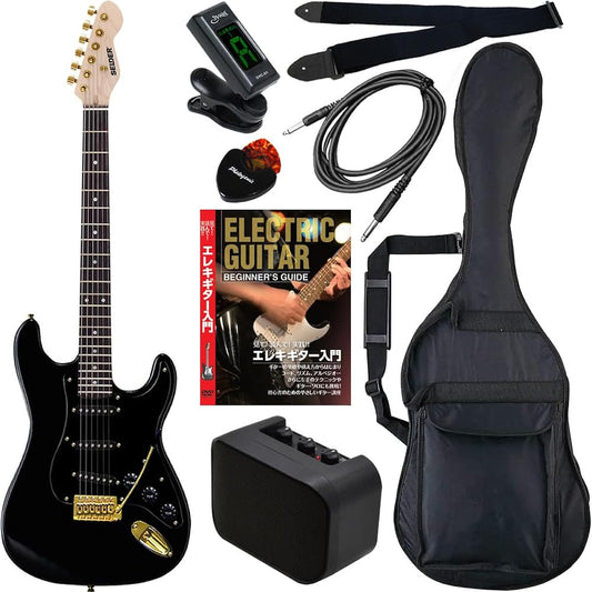 SELDER Electric Guitar Stratocaster Type Sakura Musical Instruments Original STG-18/BK Beginner Introductory Limited Set