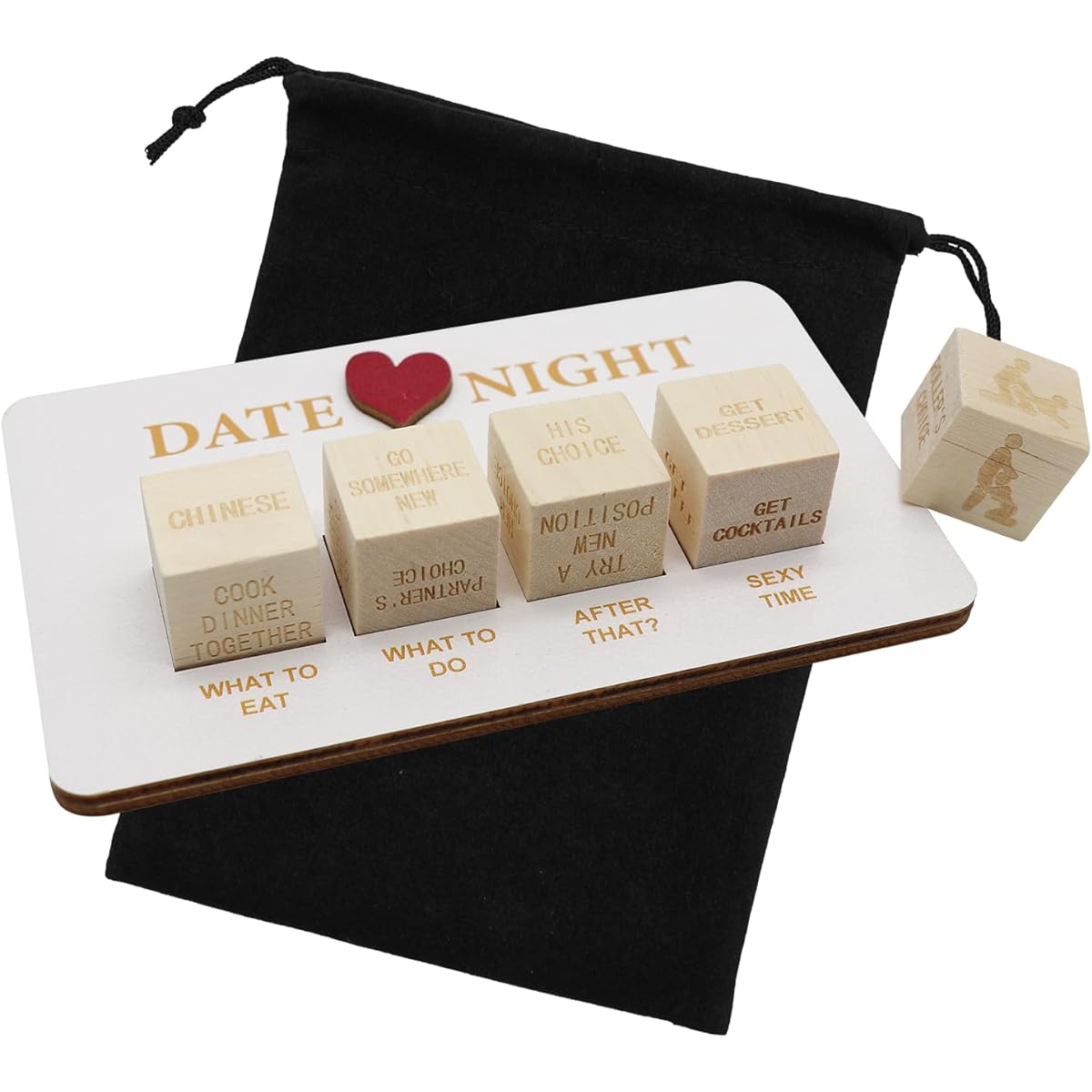 Wooden Date Night Dice Naughty Couple Dice Game for Men Funny Portable Couple Dice Kit for Women Men Husband Girlfriend Boyfriend Valentine's Day Bridal Wedding Shower