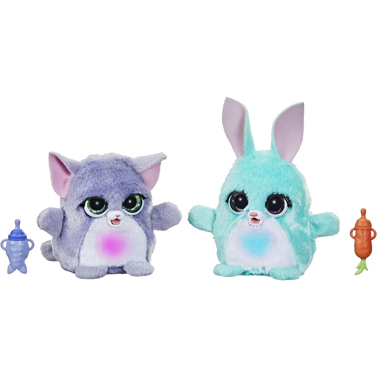 furReal Fuzzalots Kitten and Bunny Color Changing Interactive Feeding Toy with Lights and Sounds Ages 4+