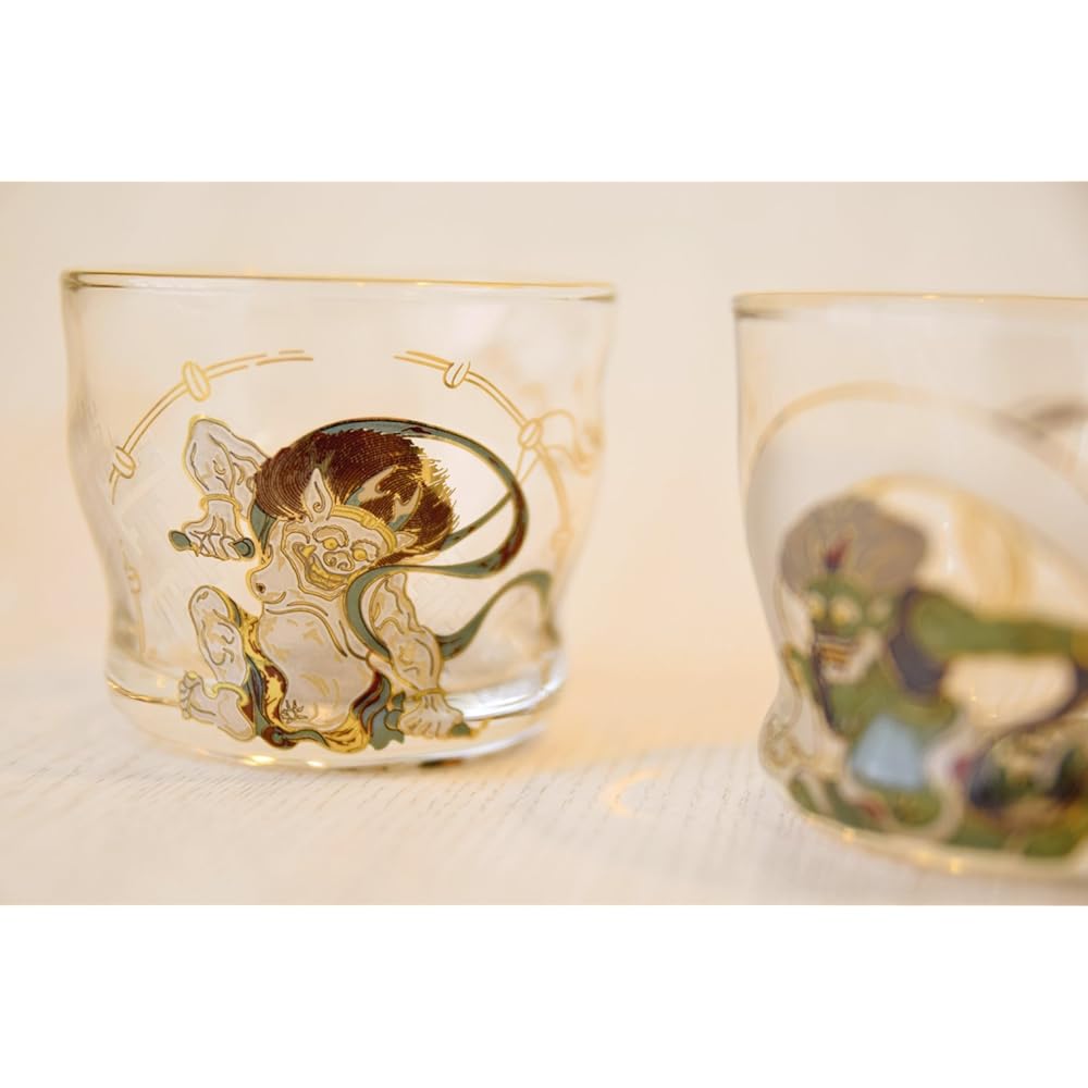 Adelia Sake Glass Pair Set Fujin Raijin 100ml [Premium Nippon Taste/Sake Glass/Sake] Made in Japan Present in Cosmetic Box Birthday Gift Present S-6226