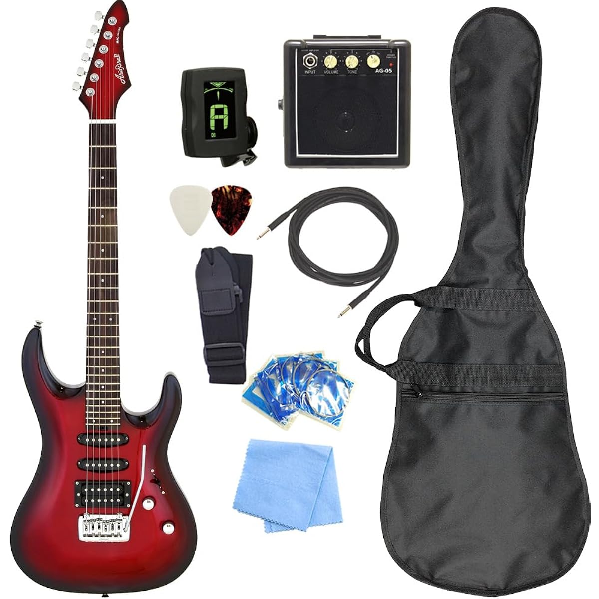 Electric guitar beginner set AriaProII MAC-STD MBS Aria with mini amp 9-piece set [98765]