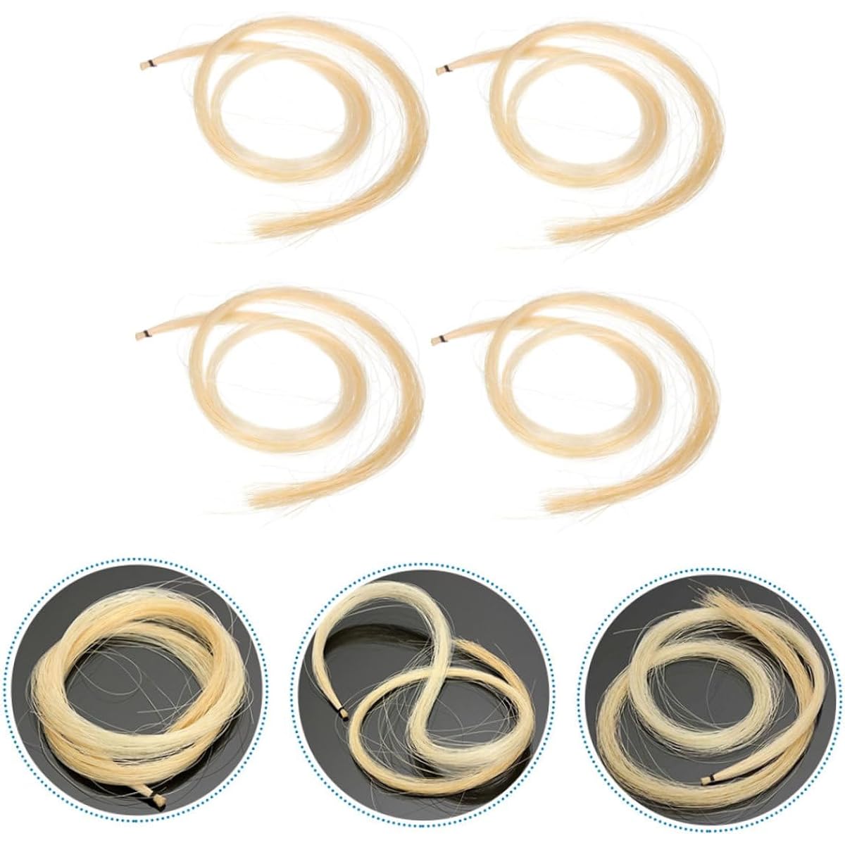 Vaguelly 32pcs Violin Bow Hair Viola Accessories Student String White Horse Tail Hair Natural