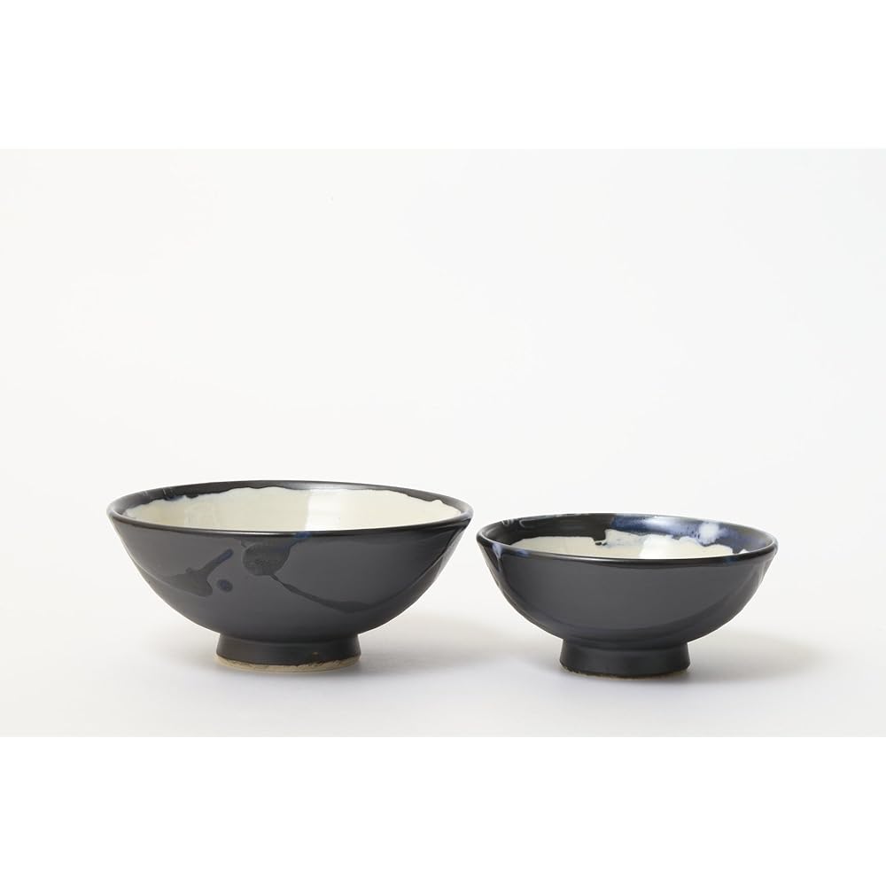 Ohori Soma Ware Matsunaga Kiln Rice Bowl Black Couple Matching Pair Set