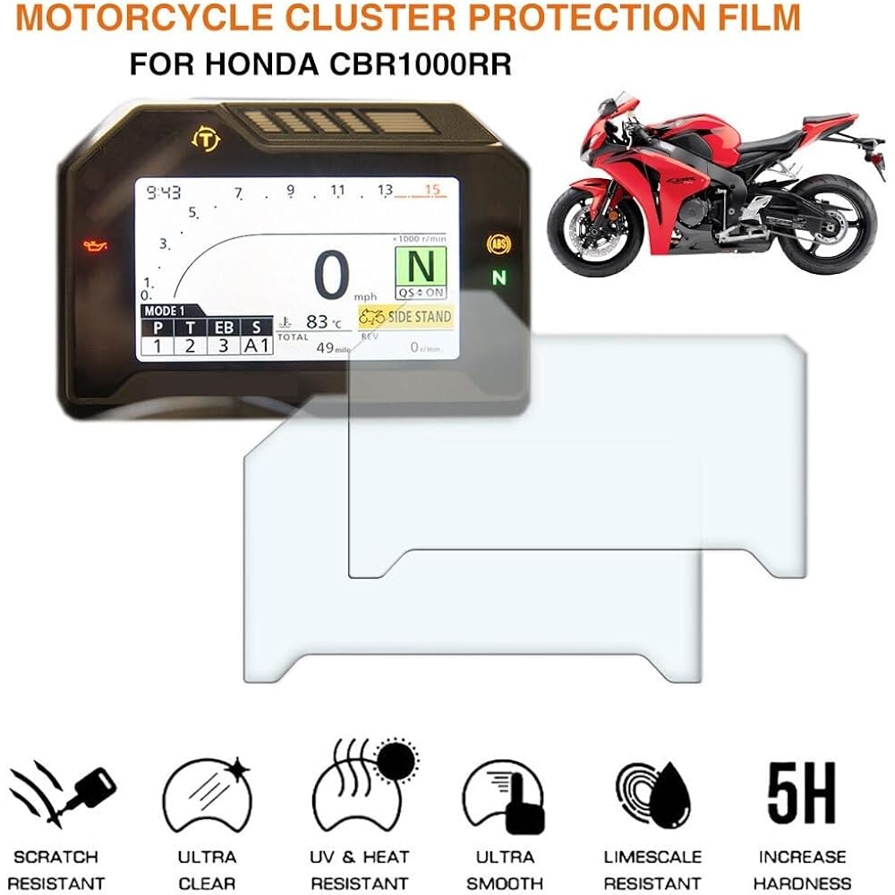 DEMUR Motorcycle Accessories Cluster Scratch Protection Film Screen Instrument CBR1000RR CBR 1000 RR CBR 1000RR 2018 2017 Dashboard Screen Protector (Size : 5 PCS)