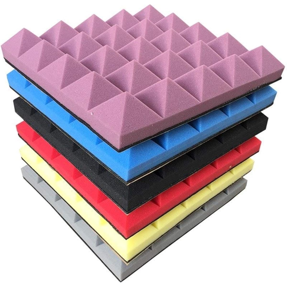 Bedroom Soundproof Cotton, Recording Studio Sound Absorbing Cotton, Industrial Soundproofing Acoustic Panels, 10 Pieces (Black) (Purple)