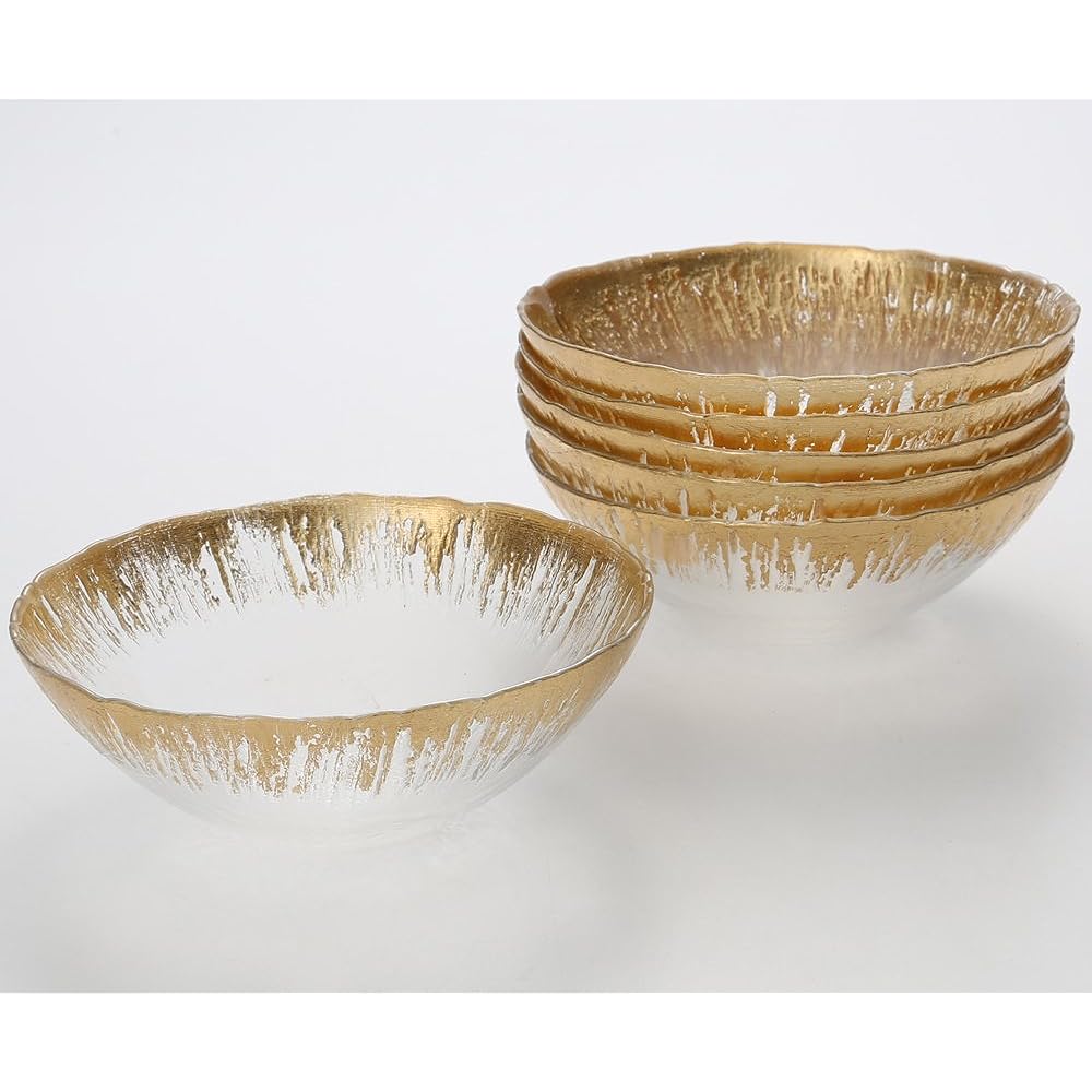 Vetro Felice Bowl Plate Medium Bowl Western Tableware Gold 17cm Set of 4 Glass of Happiness Flash 649117