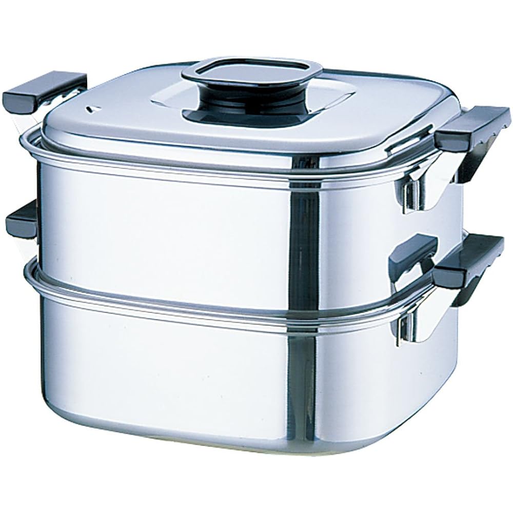 Mikojima Seisakusho Peach Seal Round Steamer 29cm 3 Tiers 18-0 Stainless Steel Japan AMS72293
