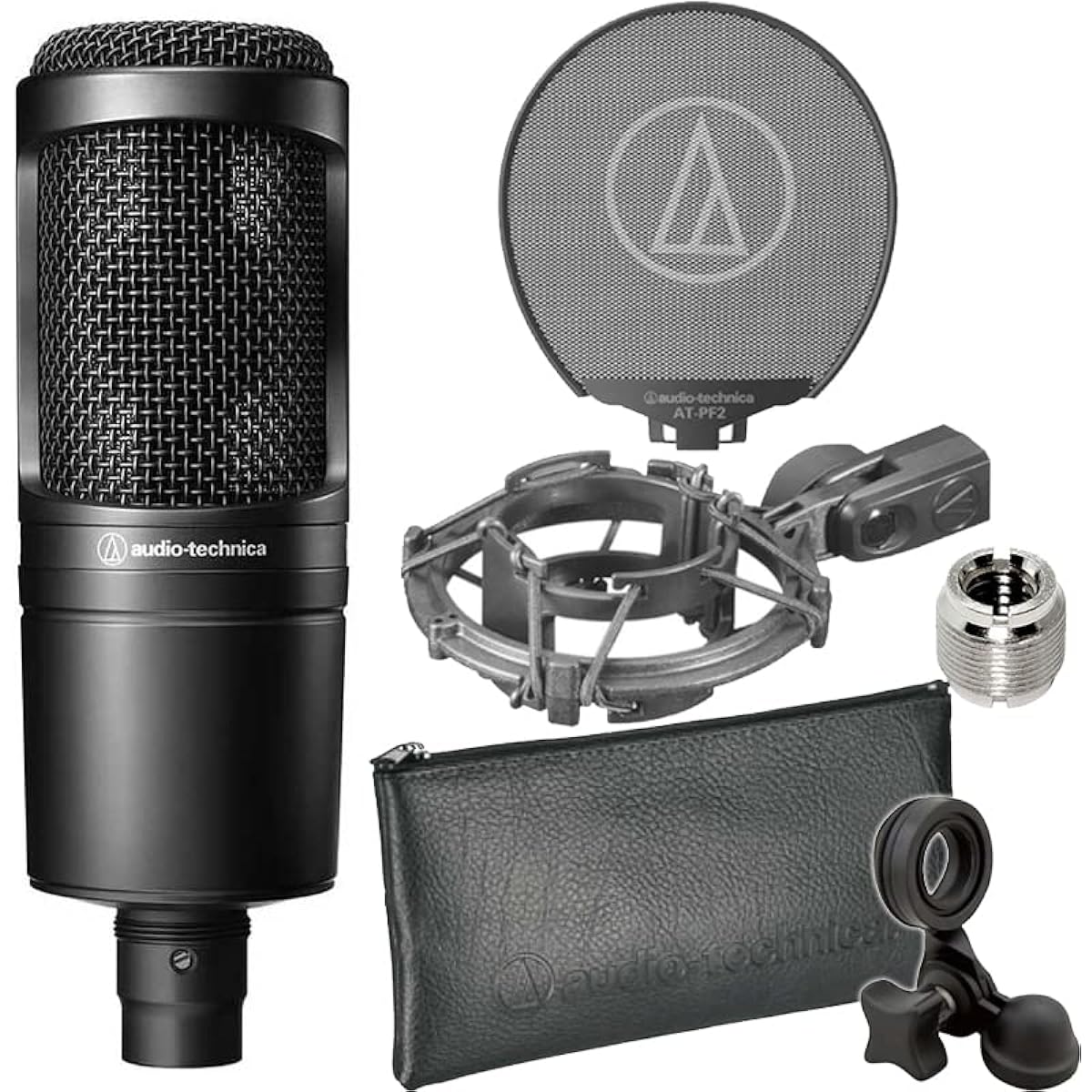 audio-technica Audio Technica - Back electret condenser microphone AT2020 + shock mount AT8458a + pop filter AT-PF2 set