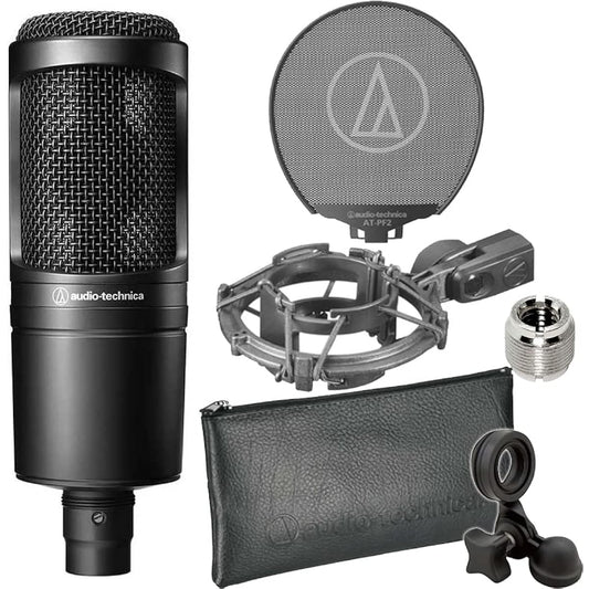 audio-technica Audio Technica - Back electret condenser microphone AT2020 + shock mount AT8458a + pop filter AT-PF2 set