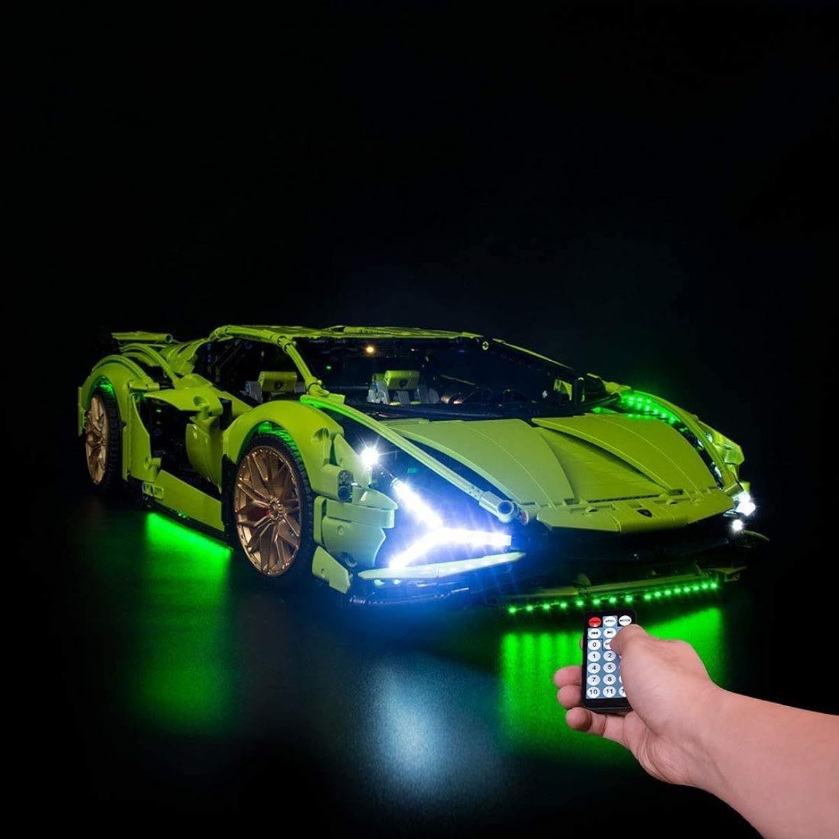 LED Light Kit for Lego 42115 Technic Lamborghini Sián FKP 37 Model (LEGO Model Not Included) (RC Upgraded Version with Sound)