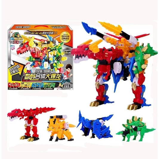 TROONZ EAKI Mech Dinosaur Tank Transform Combinati Dinosaur Robot Kids Plastic Toy Set Dinosaur and Robot Mode Birthday and Holiday Gift Decoration,5pcs