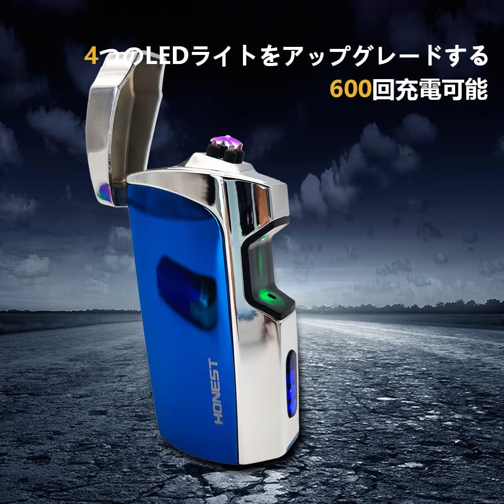 YOZWOO Electronic Lighter, USB Rechargeable Cool Lighter, Rechargeable Plasma Lighter, Double Arc Flameless Lighter, Metal Windproof Stylish Lighter, Compatible with Infrared Sensitivity, Suitable for Outdoor Hiking Camping BBQ (Blue)
