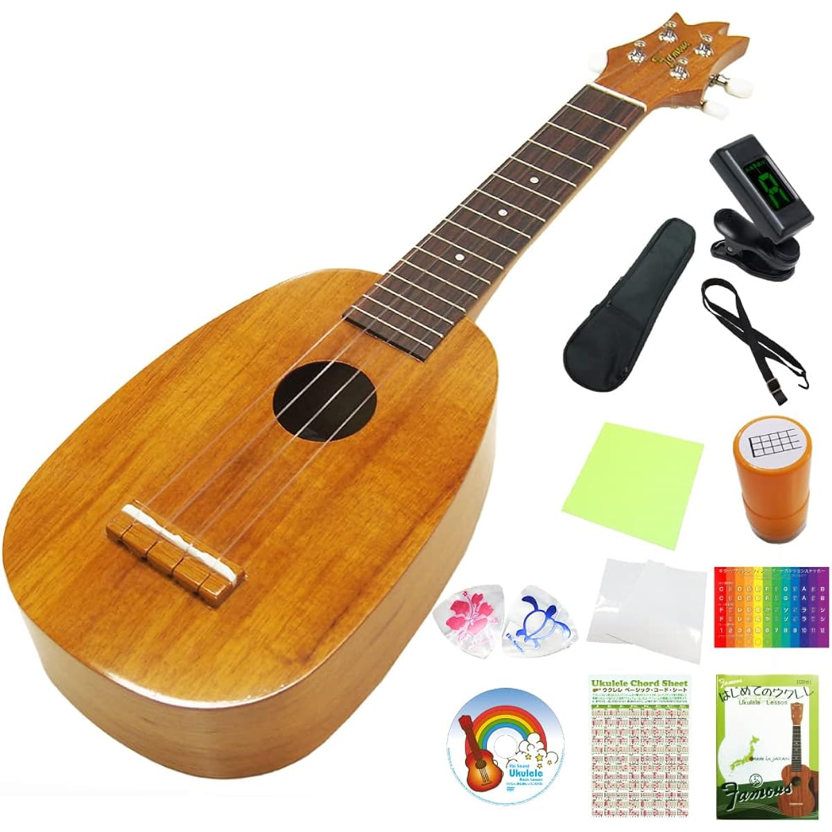 Famous Japanese Ukulele FS-4PG Pineapple Soprano Special 12-piece Set Hawaiian Koa (Made in Japan) (Gorgeous Tone) (u)