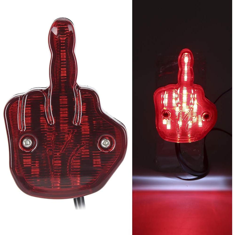 Motorcycle Tail Light 12V LED Motorcycle Tail Light Rear Brake Lamp Unique Middle Finger Styling for Yamaha Red