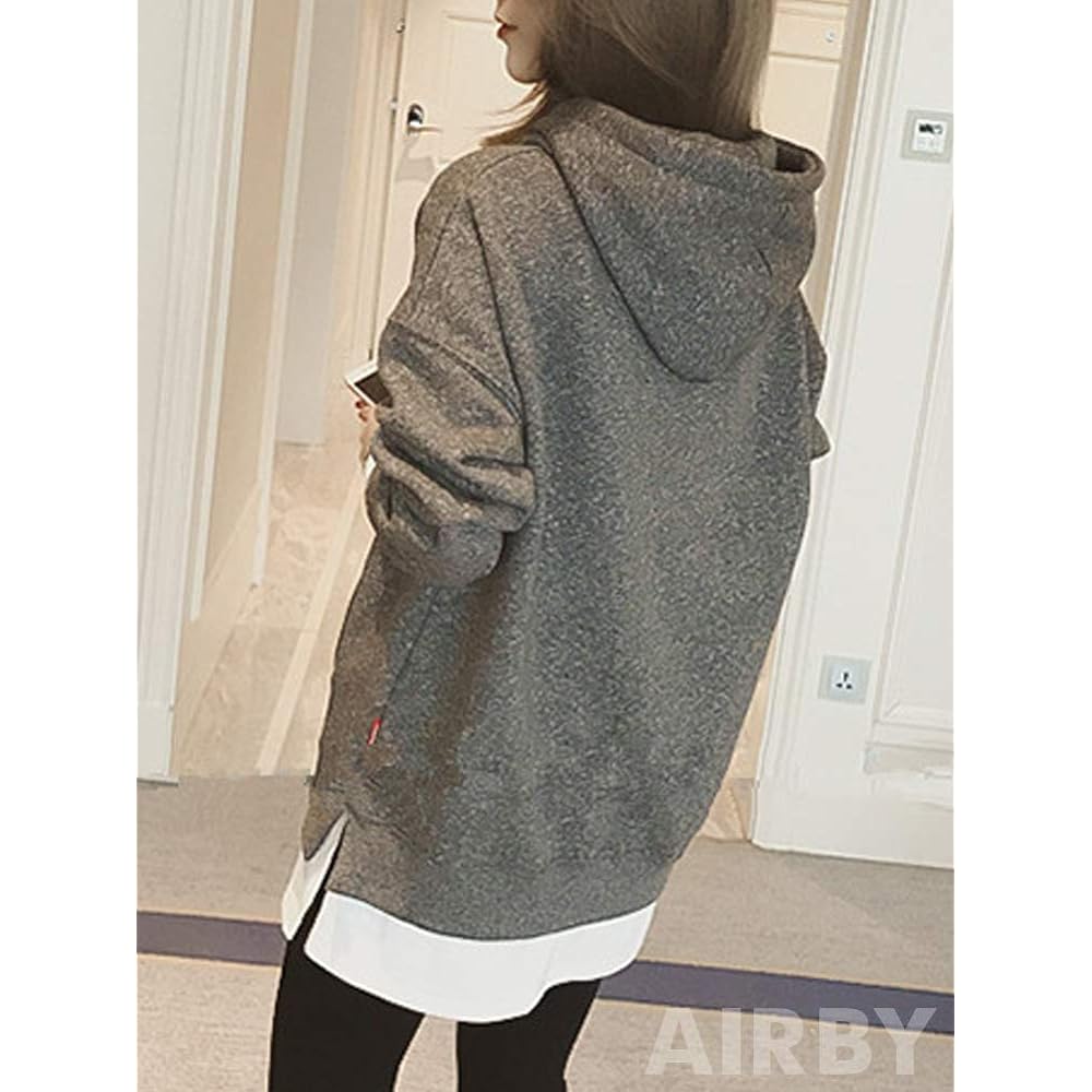 [Airby] Hooded Parka Layered Style Sweatshirts Hoodie Sweatshirts Women's 0A-A02 M~2XL