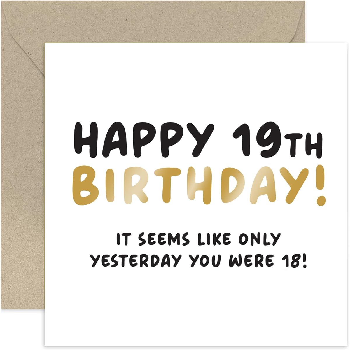 Old English Co. Funny 19th Birthday Card for Son or Daughter - "Seems Like Yesterday" Hilarious Birthday Card for Men and Women - Humorous 19th Birthday Card for Family | Blank Envelope Inside