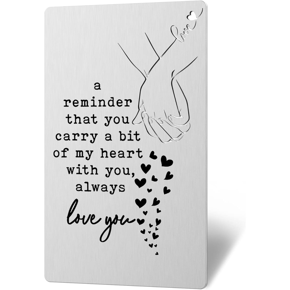 Wallet Card Gift for Him Husband Boyfriend Anniversary Stainless Steel Wallet Card Insert Husband Groom Fiance Wedding Birthday Christmas Girlfriend Love Note from Wife (Silver) XCD1