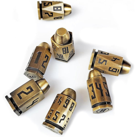 Rollooo Bullet Metal Dice Set Antique Bronze Dungeons & Dragons RPG Table Board Game