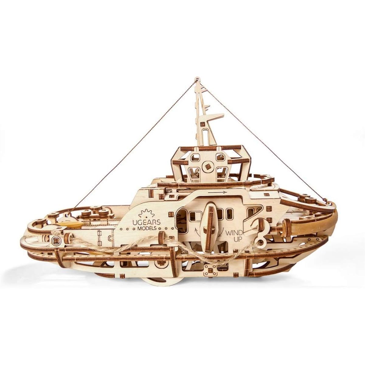 UGEARS Mechanical Wooden 3D Puzzle Model Tugboat Construction Set