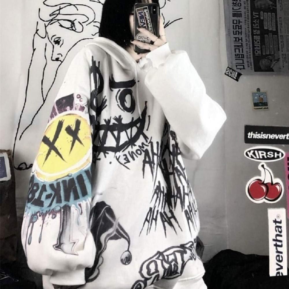 Hoodie Graffiti Smile Nico Big Silhouette Hoodie Korean Fashion Top Pullover Hooded Women's Men's Long Parka Loose Autumn/Winter Parka Street American Style America London England Back Alley