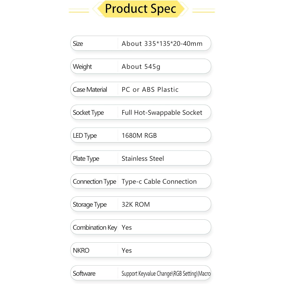 KPREPUBLIC NextTime X75 75% Gasket Mechanical Keyboard Kit PCB Hot-Swappable Switch Lighting Effect RGB Switch LED Type-c Next Time 75 (X75 Yellow Barebone Kit x1)