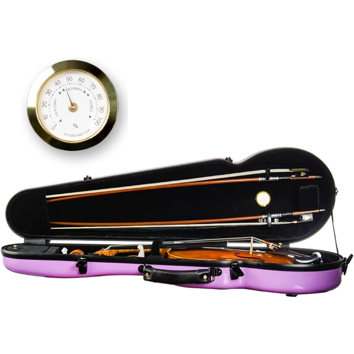 Violin Case, 4/4 Full Size Violin Hard Case with Hygrometer, Violin Case Backpack Made of Carbon Fiber, Portable Lightweight Violin Backpack, Violin Protection Box for Violinists, Violin Storage Case Carry-on, Purple