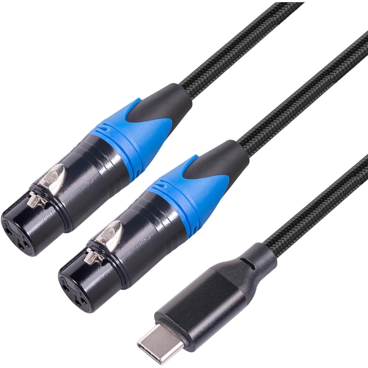 USB C to Dual XLR Female Cable, 10ft USB C to 2 XLR Female Adapter, Dual Microphone Input to USB C Audio Cable for Recording, USB C to Dual XLR Female Cable, Compatible with Smartphones, MacBooks, etc.