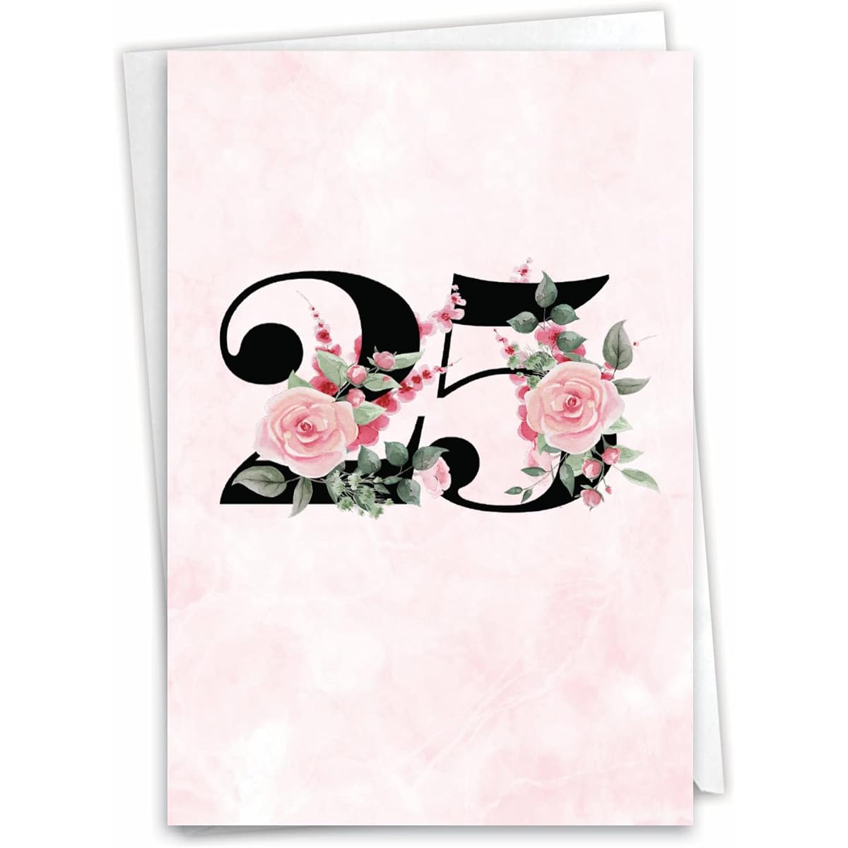 NobleWorks 25th Anniversary Paper Card with 5" x 7" Envelope (1 Card) Floral Works 25 C10490MAG-WA