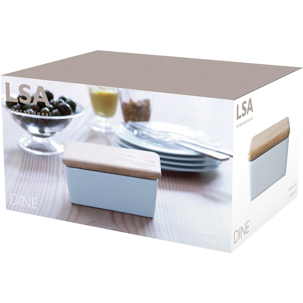LSA Butter Case with Wood Lid White Height 7cm DINE P030-00-997