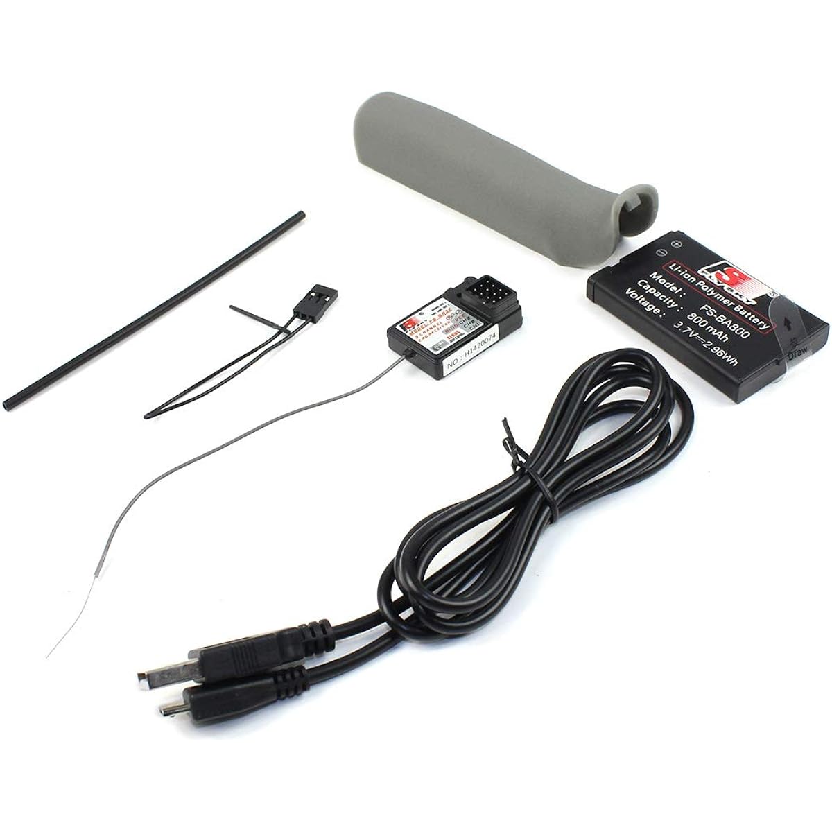 Flysky FS-GT3C FS GT3C 3CH Gun RC Controller/w Receiver, TX Battery, USB Cable Upgrade FS-GT3B (Grey)