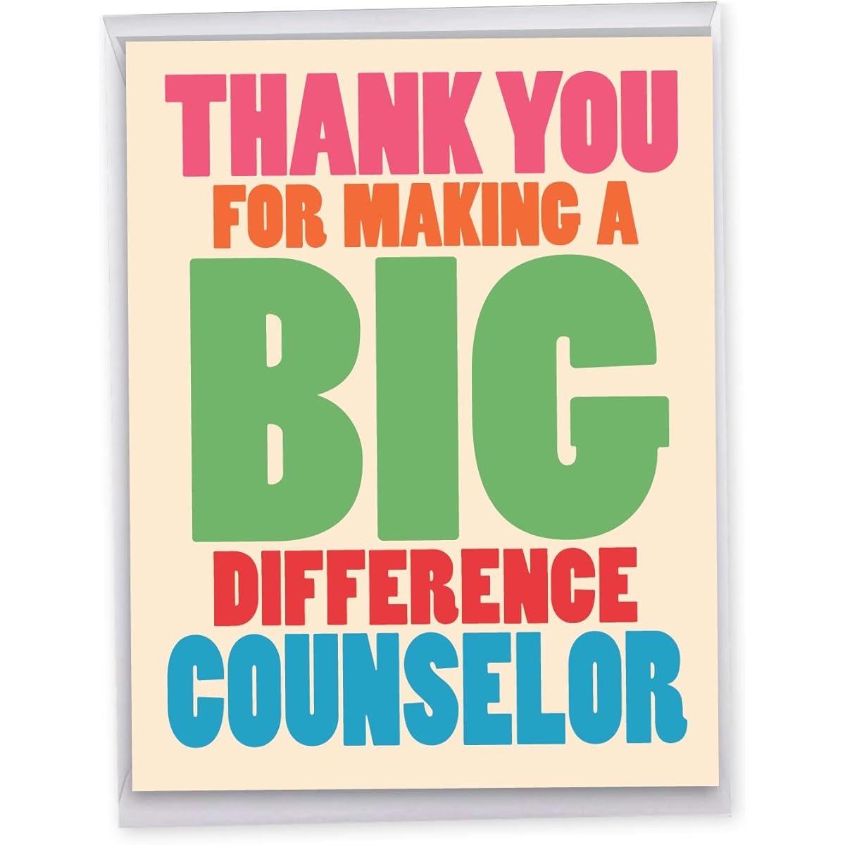 NobleWorks Jumbo Humorous Thank You Greeting Cards From Us 8.5 x 11 Inch with Envelopes (1 Pack) Extra Large Jumbo Big Difference Counselor J8217TYG-US