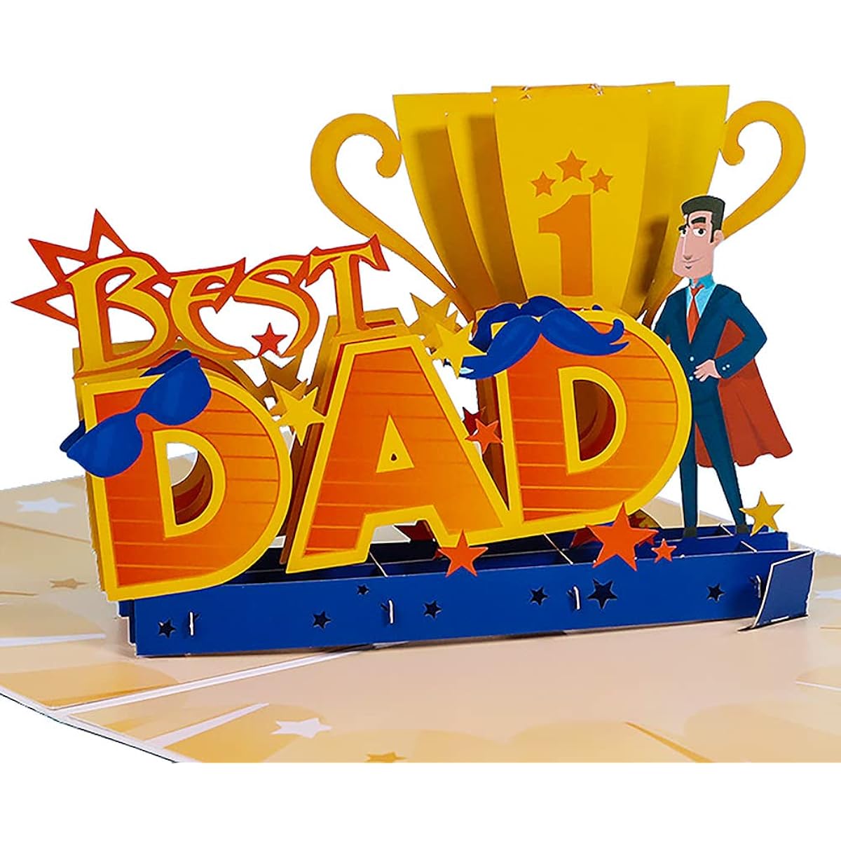 Sharonlily Happy Fathers Day Pop Up Card, Handmade 3D Best Dad Gift Card, Father's Day Greeting Card, Birthday Card for Dad from Wife, Daughter, Son, Kids