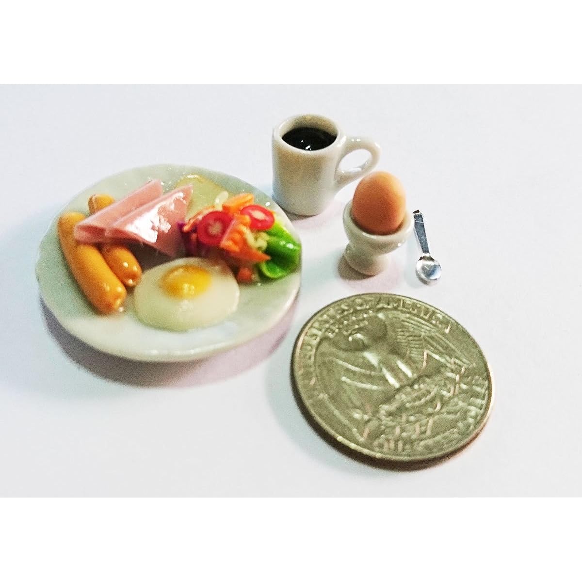 Thai Breakfast Egg & Coffee Dollhouse Miniature Food Small Food Doll Collectibles Doll Food