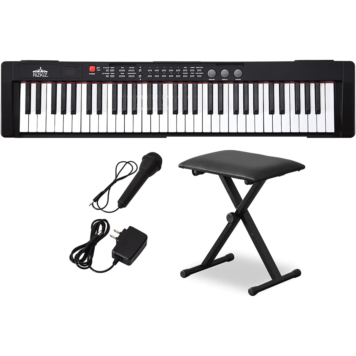 RiZKiZ electronic keyboard [61 keys] & folding chair