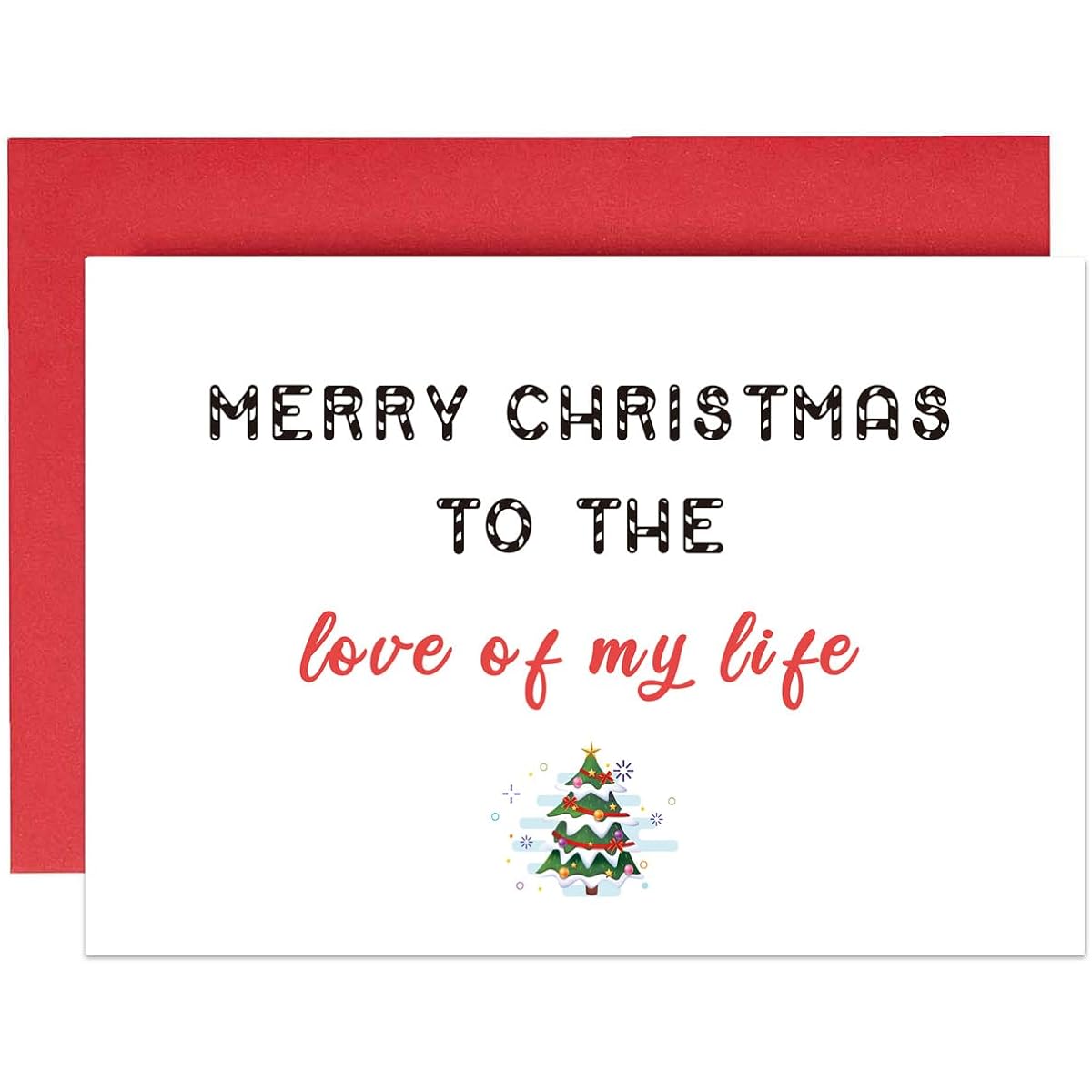 Serviky Sweet Merry Christmas Card for the Love of My Life, Romantic Love Christmas Greeting Cards for Husband Wife Boyfriend Girlfriend