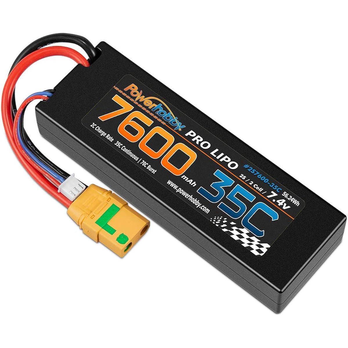 Powerhobby 2s 7.4v 7600mah 35c Lipo Battery with XT90 Plug 2 Cells Fits: Arrma Kraton Nero Tyhpon Senton Tailon OUTCAST FAZON