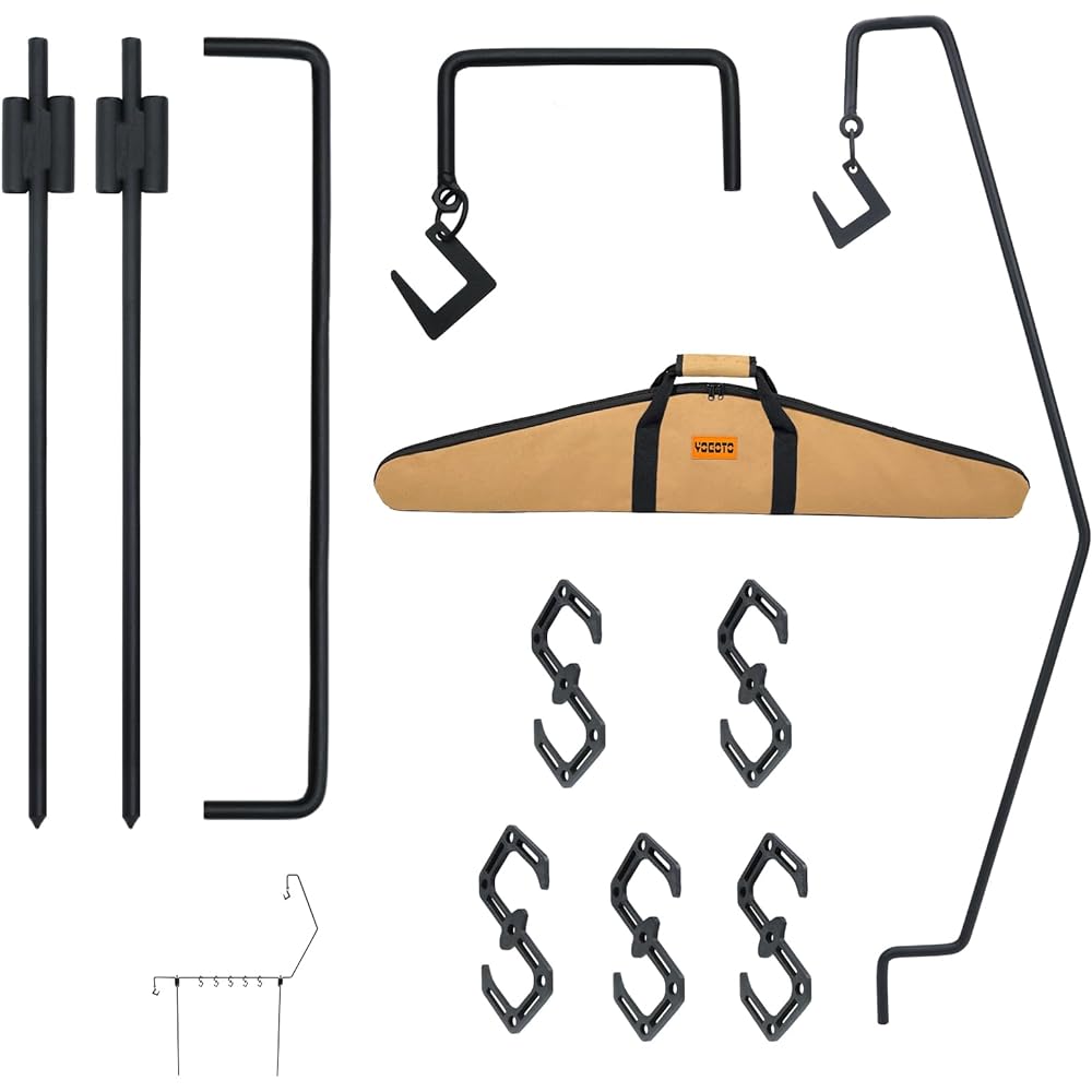 [YOGOTO] 2nd Generation Lantern Stand, Outdoor Lantern Pole, Drive-In Lantern Hanger, Steel Hanging Rack, Camping, BBQ, Sturdy, Comes with Dedicated Storage Case, Hook Included, Multifunctional