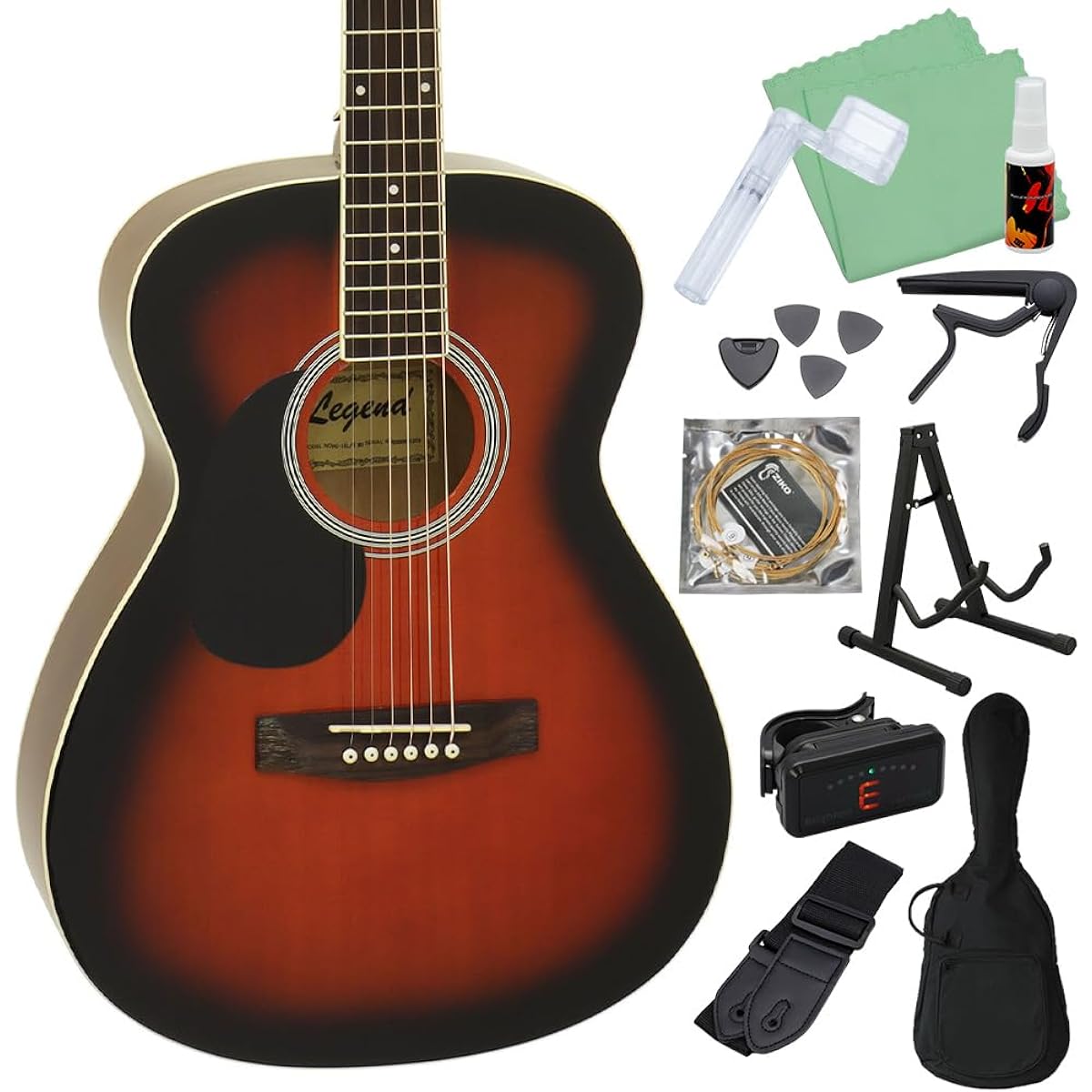 LEGEND FG-15 LH BS Acoustic Guitar Beginner 12-piece Set Left Handed Legend
