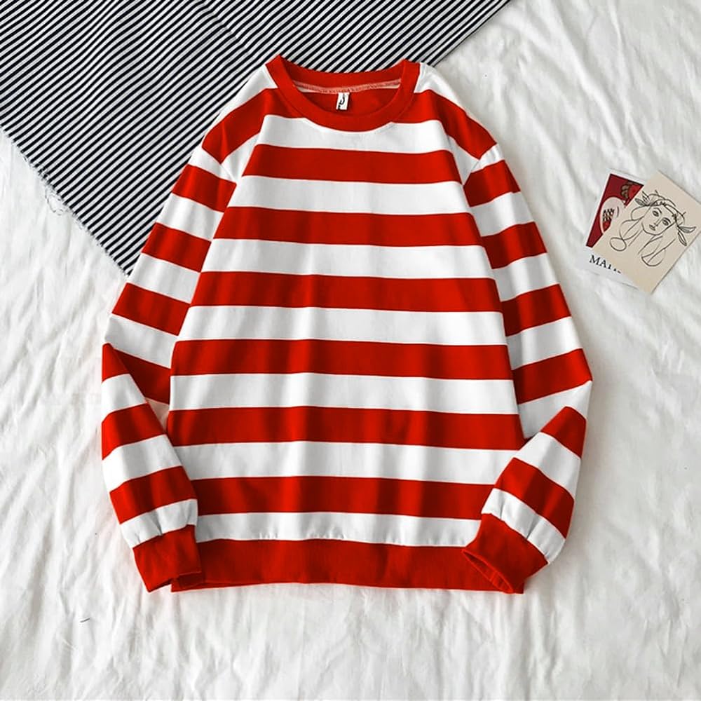 [Minesam] Border Parka Men's Sweatshirt Long T-shirt Long Sleeve Pullover T-Shirt Border Pattern Cut and Sewn Big T Oversize Casual Loungewear Large Size